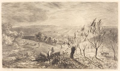 Zonsopgang (Le Lever du soleil) door Charles Francois Daubigny