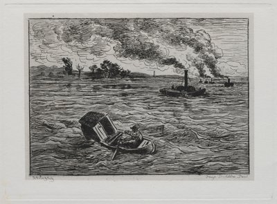 De Boottocht: De Stoomschepen of Pas op voor de Stoomschepen, 1861 door Charles Francois Daubigny