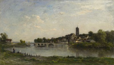 De Brug tussen Persan en Beaumont-sur-Oise, 1867 door Charles Francois Daubigny