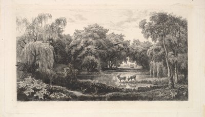 De Hertenvijver, 1837-78 door Charles Francois Daubigny