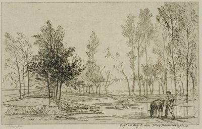 De Ezel bij de Drinkplaats door Charles Francois Daubigny