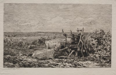 De druivenoogst, 1865 door Charles Francois Daubigny