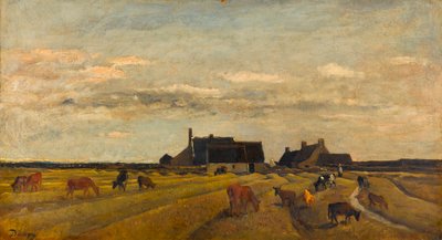 Uitzicht op een boerderij in Kerity, Bretagne door Charles Francois Daubigny