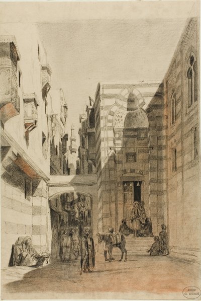 Egyptische Straatscène door Charles Francois Eustache