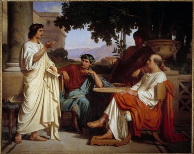 Virgile, Horace en Varius bij Mecene door Charles François Jalabert