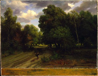 Het kruispunt van het adelaarsnest, bos van Fontainebleau door Charles Francois Daubigny
