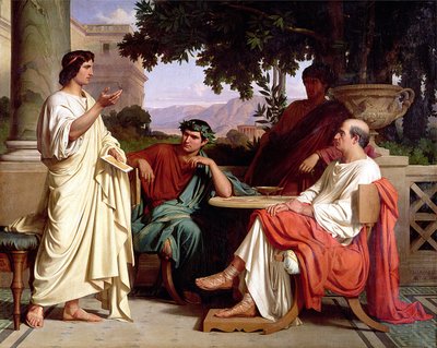 Horatius, Vergilius en Varius in het huis van Maecenas door Charles François Jalabert