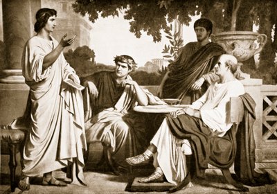 Virgil, Horace en Varius bij het huis van Maecenas door Charles François Jalabert