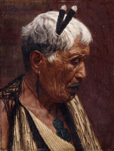 Terugkijken - Wiripine Ninia, een Ngatiawa-hoofdvrouw door Charles Frederick Goldie