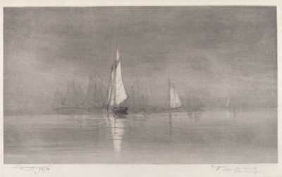 Zonder Titel (Havenscène met Zeilboten) door Charles Frederick William Mielatz