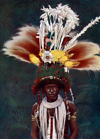 Een Roro-hoofdman gekleed voor een ceremoniële dans, Papoea-Nieuw-Guinea, 1920 door Charles Gabriel Seligman