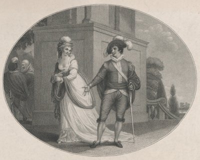 Beatrice en Benedick Shakespeare, Veel Gedoe om Niets, Act 4, Scene 1 door Charles Gauthier Playter