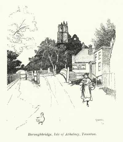 Boroughbridge, Isle of Athelney, Taunton door Charles George Harper