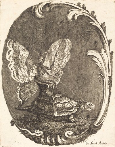 De vlinder en de schildpad door Charles Germain de Saint Aubin