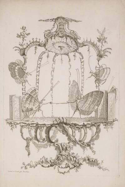 Het duel, uit Essai de Papilloneries Humaines par Saint Aubin, ca. 1756-60 door Charles Germain de Saint Aubin