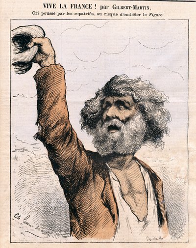 Omslag van Le Don Quixote, Satirisch in Kleuren: Vive la France - Amnesty, patriation - Illustratie van Charles Gilbert-Martin (1839-1905) door Charles Gilbert Martin