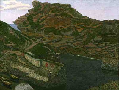 Haven van Boscastle, Cornwall door Charles Ginner
