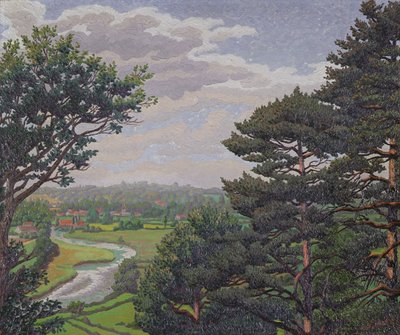 De rivier Avon, nabij Salisbury door Charles Ginner
