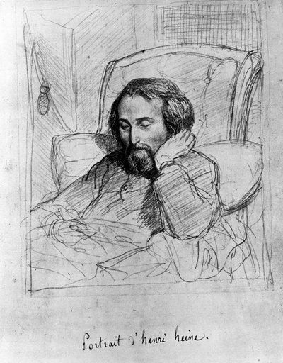 Heinrich Heine (1797-1856), Duitse schrijver. Tekening door Charles Gleyre. door Charles Gleyre