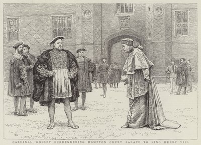 Kardinaal Wolsey geeft Hampton Court Palace over aan Koning Hendrik VIII door Charles Green