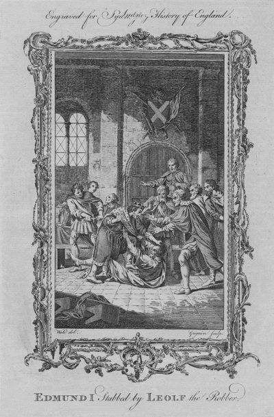 Edmund I neergestoken door Leolf de Rover, 1773 door Charles Grignion