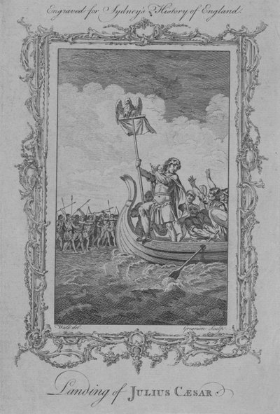 Landing van Julius Caesar, 1773 door Charles Grignion