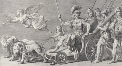 Mars op een wagen getrokken door drie leeuwen, 1749 door Charles Grignion