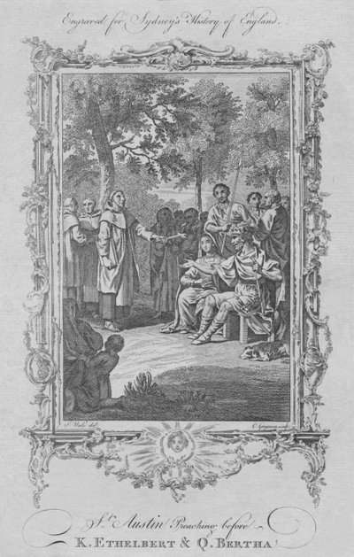 St. Augustinus predikt voor koning Ethelbert en koningin Bertha, 1773 door Charles Grignion