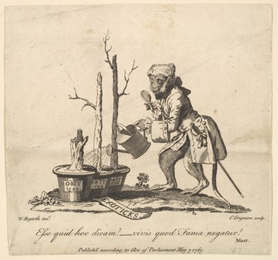 Sluitstuk van de catalogus van tentoongestelde schilderijen in Spring Garden door Charles Grignion