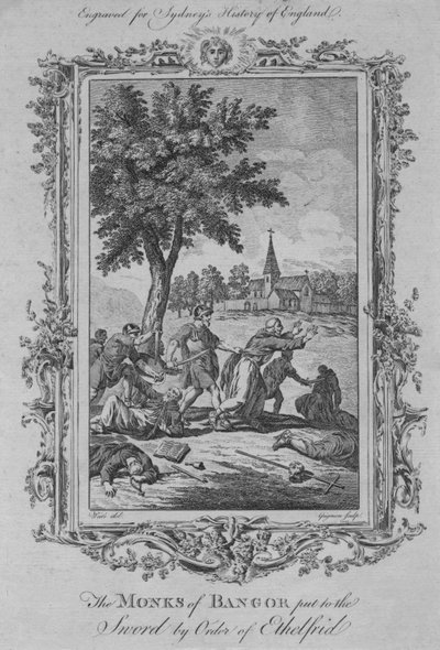 De monniken van Bangor worden door Ethelfrid ter zwaard gebracht, 1773 door Charles Grignion