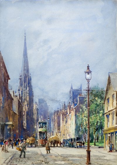 De Nethergate, Dundee kijkend naar het Westen, c.1917 door Charles Gustav Louis Phillips
