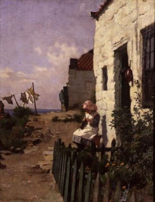 Bij de Deur van het Huisje door Charles Haigh Wood