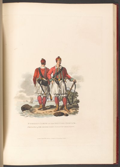 ‘Buitenlandse korpsen in Britse dienst. Soldaten van het Griekse Lichte Infanterie Regiment’ door Charles Hamilton (after) Smith