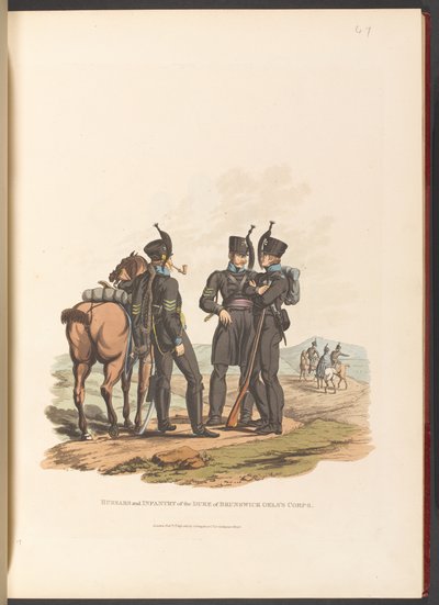 Huzaren en Infanterie van het Korps van de Hertog van Brunswick Oels door Charles Hamilton (after) Smith