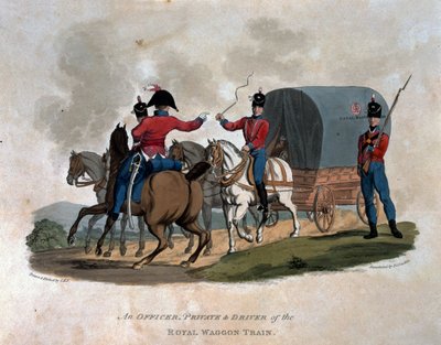 Een Officier, Soldaat en Voerman van de Royal Waggon Train, uit 