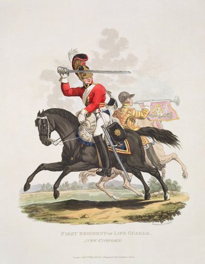 Eerste regiment van de Life Guards, nieuw uniform, gegraveerd door Joseph Constantine Stadler, 1815 door Charles Hamilton Smith