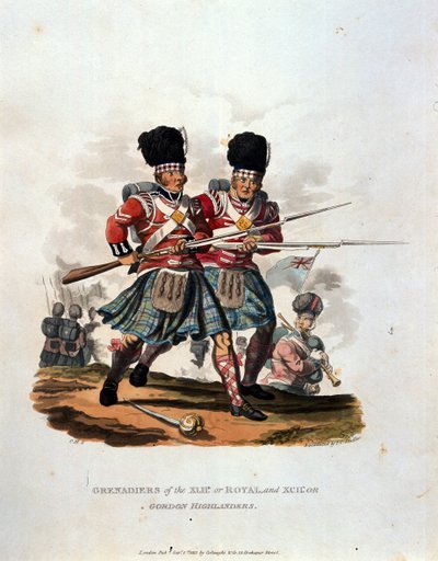 Grenadiers van de 42e (of Koninklijke) en 141e of, Gordon Highlanders, uit 