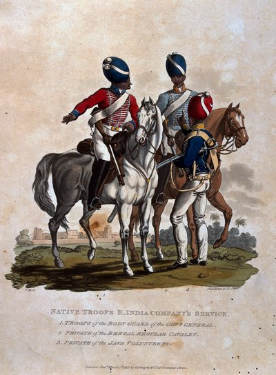 Inheemse Troepen, Dienst van de Oost-Indische Compagnie, Troepen van de Lijfwacht van de Gouverneur-Generaal, Soldaat van de Bengal Regular door Charles Hamilton Smith