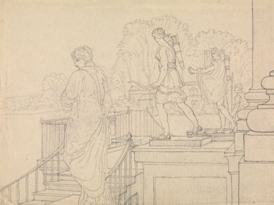 Portiek met beelden, Easton Neston, Northants door Charles Hamilton Smith