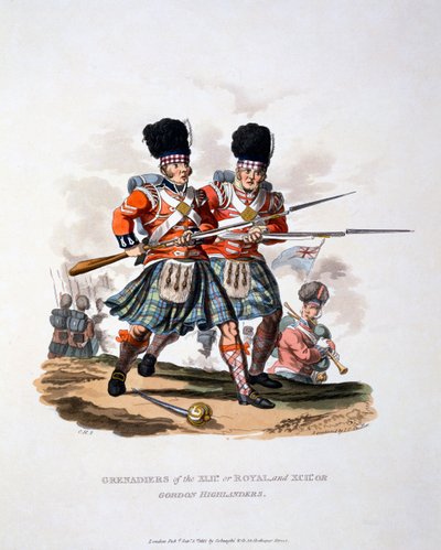 Uniform van de grenadiers van de Royal en van de Gordon Highlanders, uit 