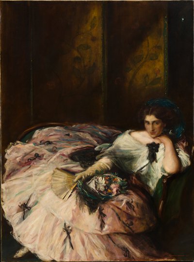 Souvenir van een "Internationaal Bal" (Portret van Miss Kathleen Bruce) door Charles Haslewood Shannon
