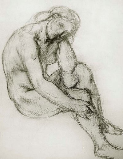 Studie van een zittende naakte vrouw door Charles Haslewood Shannon
