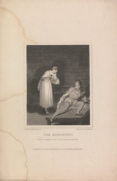 Het klooster, bezoek van Mysie Happer aan Sir Piercie Shafton door Charles Heath