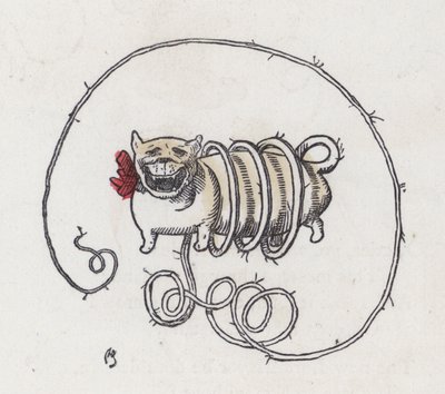 Hond met een zeer lange krullende staart (gekleurde gravure) door Charles Henry (after) Bennett