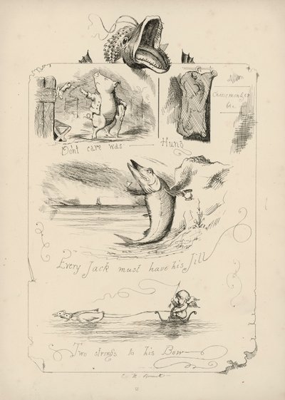 Pagina uit Spreuken met Afbeeldingen door Charles H Bennett door Charles Henry (after) Bennett