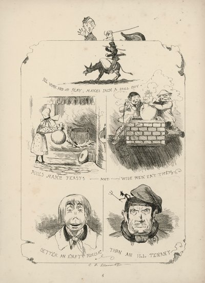 Pagina uit Spreuken met afbeeldingen door Charles H Bennett door Charles Henry (after) Bennett