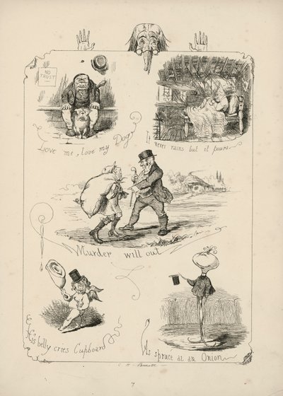 Pagina uit Spreuken met afbeeldingen van Charles H Bennett door Charles Henry (after) Bennett