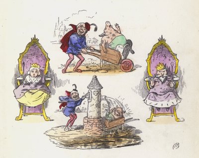 Het Kleine Varkentje (gekleurde gravure) door Charles Henry (after) Bennett