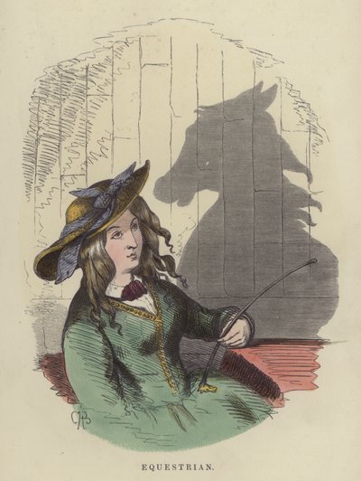 Ruiter (gekleurde gravure) door Charles Henry Bennett