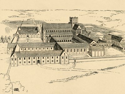 Exterieur van het Benedictijnenklooster, 1931 door Charles Henry Bourne Quennell